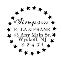 Stars Circle Address Personalized Custom Return Address Rubber Stamp or Self Inking Stamp - Britt Lauren Stamps