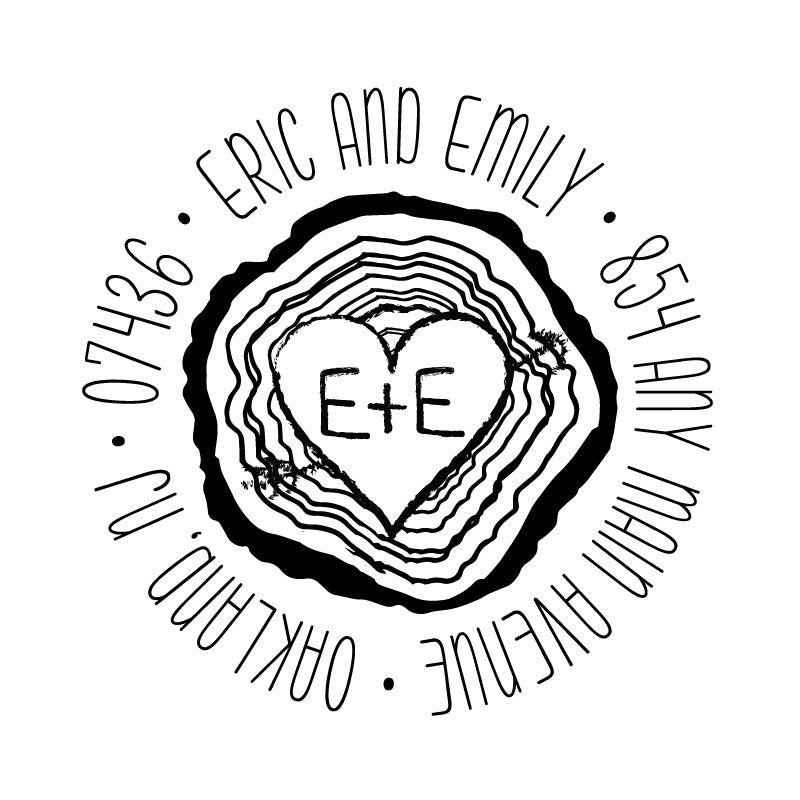 Tree Stump Heart Address Personalized Custom Return Address Rubber Stamp or Self Inking Stamp Rustic Nature - Britt Lauren Stamps