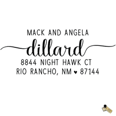 Personalized Custom Return Address Rubber Stamp or Self Inking Stamp Swish Names Classic Script Last Name Handwriting - Britt Lauren Stamps