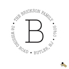 Return Address Rubber Stamp or Self Inking Stamp Circle Monogram Initial Typewriter - Britt Lauren Stamps