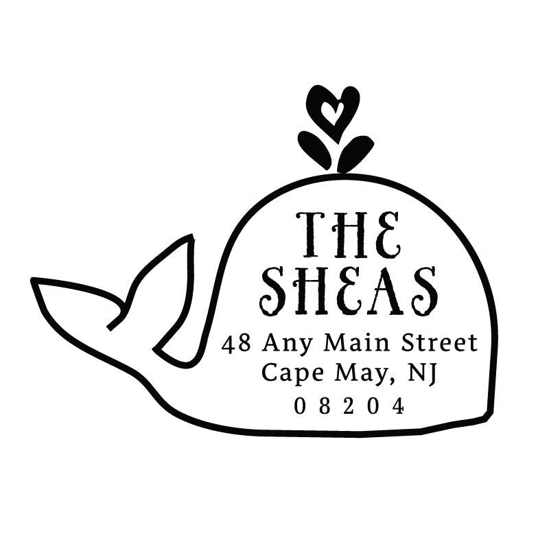 Whale Address Personalized Custom Return Address Rubber Stamp or Self Inking Stamp Ocean Beach - Britt Lauren Stamps