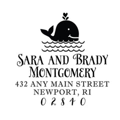 Whale Waves Address Personalized Custom Return Address Rubber Stamp or Self Inking Stamp Beach - Britt Lauren Stamps
