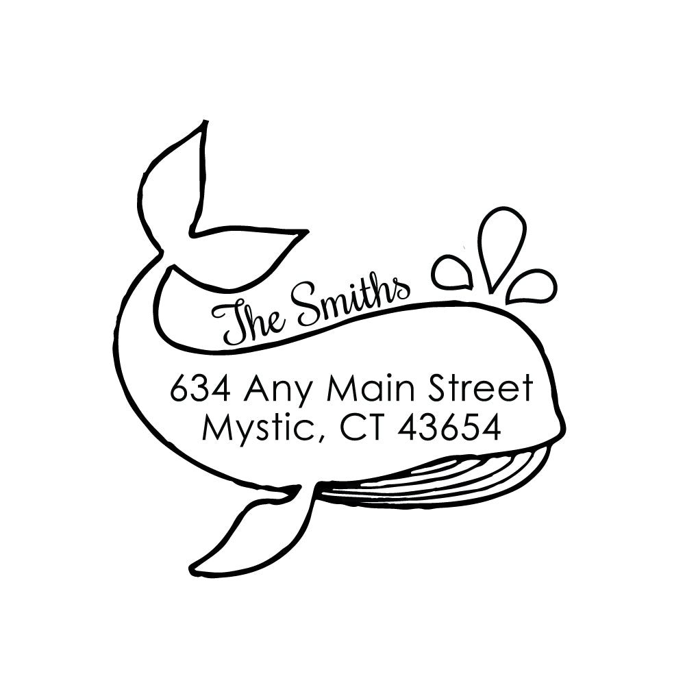 Whale Splash Address Rubber Stamp: Add a Splash of Style to Your Mail | Nautical Personalized Ocean SeaCustom
