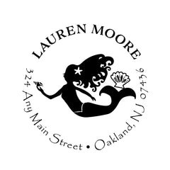 Mermaid Address Personalized Custom Return Address Rubber Stamp or Self Inking Stamp Beach Ocean Sea - Britt Lauren Stamps