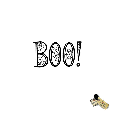 BOO! Word Rubber Stamp, Happy Halloween Rubber or Self Inking Tag Bag Stamp