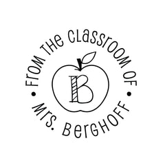 Teacher Circle Apple Stationery Personalized Custom Rubber or Self Inking Stamp - Britt Lauren Stamps