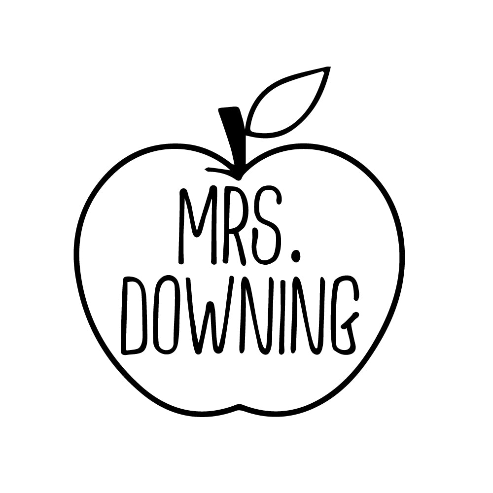 Teacher Apple Name Stationery Personalized Custom Rubber or Self Inking Stamp - Britt Lauren Stamps