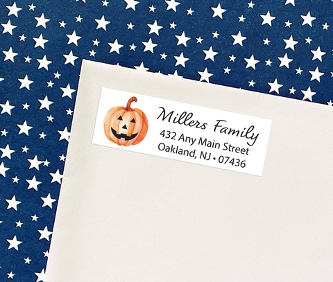 Pumpkin Return Address Personalized Labels Stickers - Custom Happy Halloween