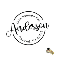 Circle Round Address Personalized Custom Return Address Rubber Stamp or Self Inking Stamp (Anderson)