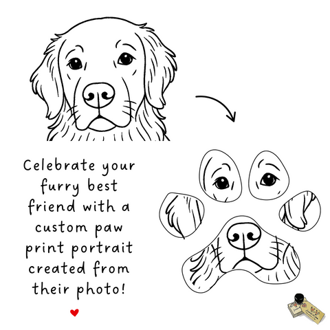 Custom Paw Print Dog Portrait Rubber Stamp