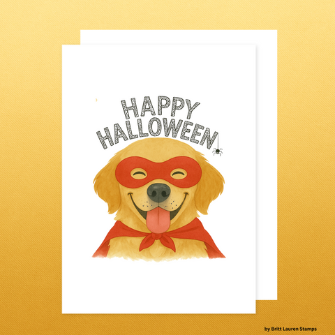 Golden Retriever Halloween Card – Dog Lover Greeting Card, Happy Halloween