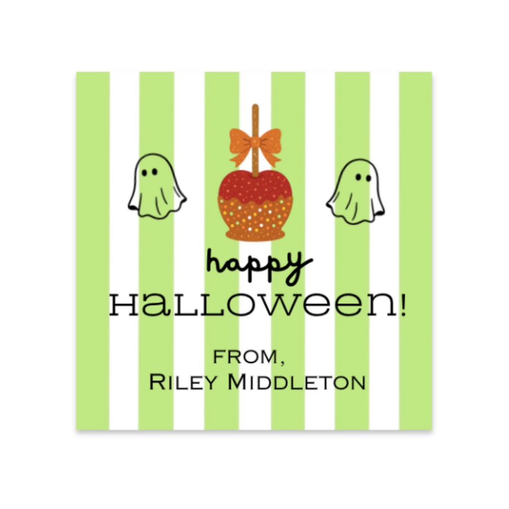 Halloween Gift Tag Candy Apple and Ghosts, Personalized Labels Stickers (Copy)