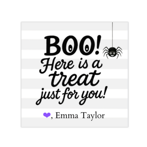 Halloween Gift Tag Boo Spider, Personalized Labels Stickers