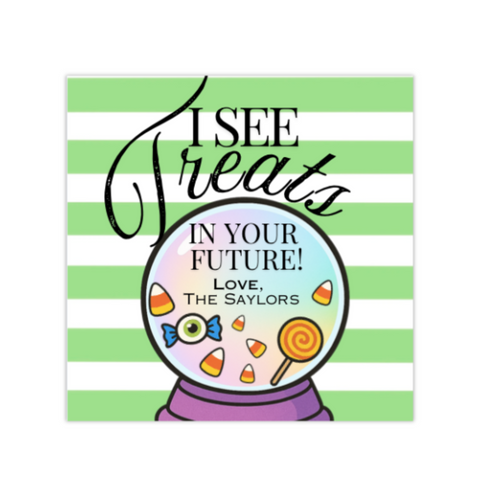 Halloween Gift Tag Crystal Ball Treats, Personalized Labels Stickers