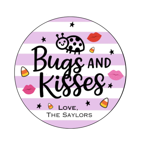 Halloween Gift Tag Bugs and Kisses Personalized Labels Circle Stickers