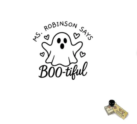 Personalized BOO-tiful Teacher Stamp – Halloween Classroom Stamp