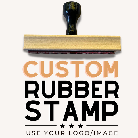 Custom Logo Wood Mounted Rubber Stamp - Package Branding - Use Your Image