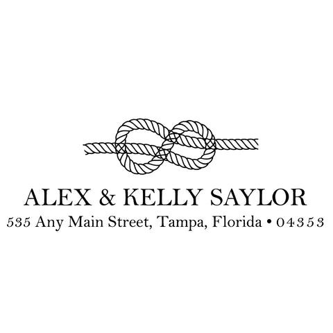 Rope Knot Personalized Script Custom Return Address Rubber or Self Inking Stamp