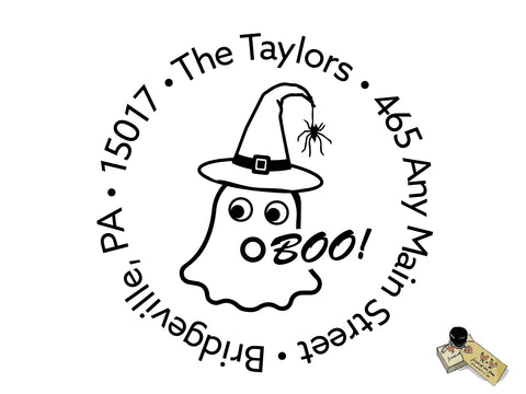 Boo Ghost Return Address Personalized Custom - Halloween Rubber or Self Inking Stamp