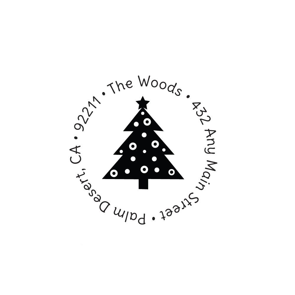 Christmas Tree Stamp | Retun Address Personalized Custom | Rubber or Self Inking Christmas Holiday Gift
