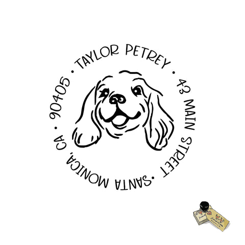 Cocker Spaniel Dog Address Stamp, Custom Self-Inking Love Personalized Gift