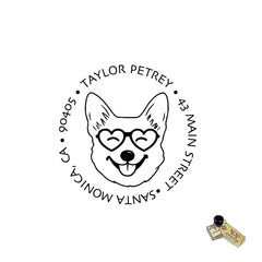 Corgi Dog Heart Glasses Stamp, Valentine's Day, Address Stamp, Custom Self-Inking Love Personalized Gift (Copy)