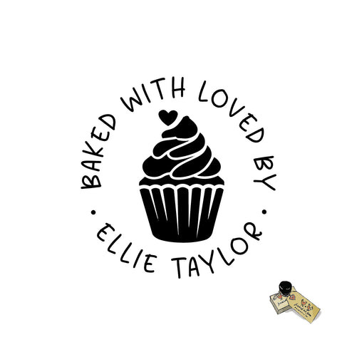 Kitchen Cupcake Stamp Personalized Custom Rubber or Self Inking Stamp - Baked By Food