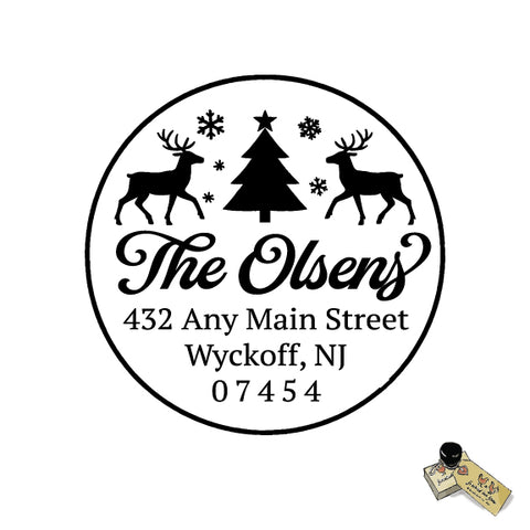 Christmas Reindeer Address Stamp – Custom Holiday Return Address