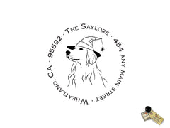 Halloween Golden Retriever Address Stamp – Custom Self-Inking Halloween Dog Stamp with Witch Hat, Personalized Gift