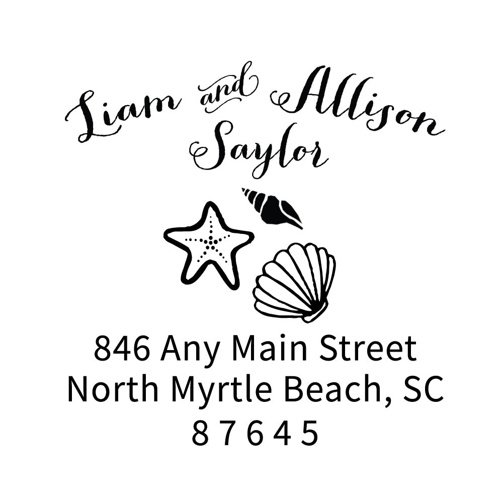 Summer Seashell Collection Address Personalized Custom Return Address Rubber Stamp or Self Inking Stamp Anchor Beach
