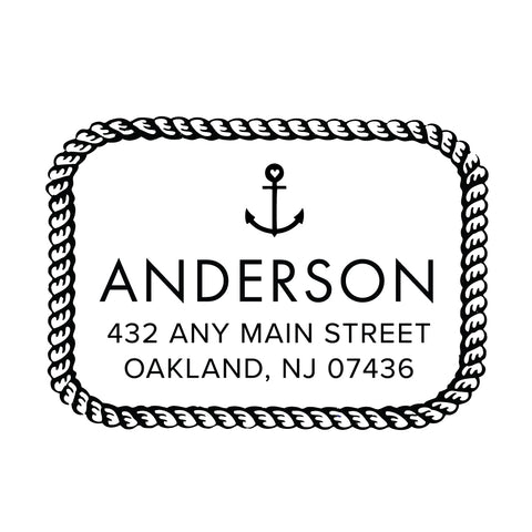 Rope Frame Nautical Address Personalized Custom Return Address Rubber Stamp or Self Inking Stamp Anchor Beach