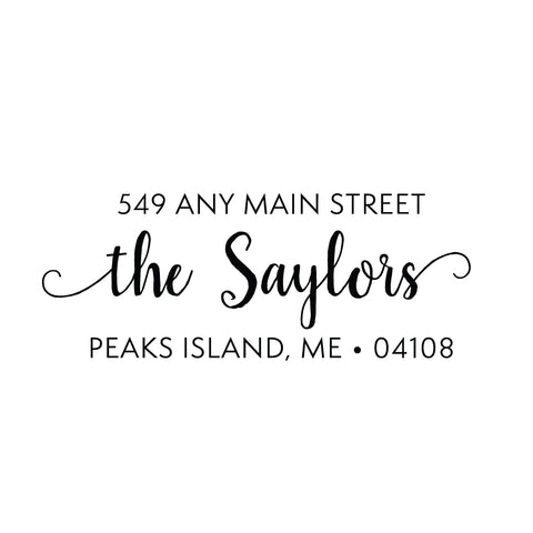 The Saylors Script Personalized Custom Return Address Rubber or Self Inking Stamp