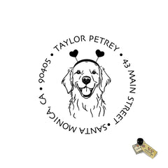 Golden Retriever Stamp Love, Valentine's Day, Address Stamp, Custom Self-Inking Love Personalized Gift