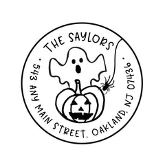 Halloween Ghost Pumpkin Spider Stamp | Retun Address Personalized Custom | Rubber or Self Inking Stamp