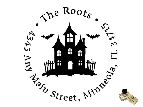 Haunted House Return Address Personalized Custom - Halloween Rubber or Self Inking Stamp