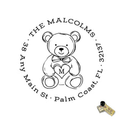 Teddy Bear Monogram Stamp, Address Personalized Custom Return Address Rubber or Self Inking Stamp Animal