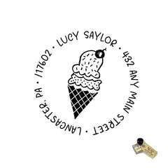 Ice Cream Cone Stamp Address Personalized Custom Rubber Stamp or Self Inking Stamp