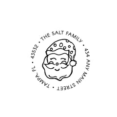 Happy Santa Stamp | Retun Address Personalized Custom | Rubber or Self Inking Christmas Holiday Gift