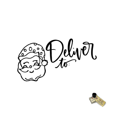 Santa Deliver to Rubber Stamp or Self-Inking Stamp Mail Envelope Tag