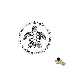 Sea Turtle Circle Stamp Address Personalized Custom Return Address Rubber Stamp or Self Inking Stamp