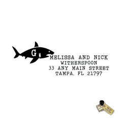 Shark Address Stamp Personalized Custom Rubber Stamp or Self Inking Stamp Monogram