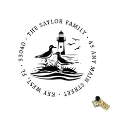 Shorebirds Lighthouse Stamp Address Personalized Custom Return Address Rubber Stamp or Self Inking Stamp Ocean Coastal