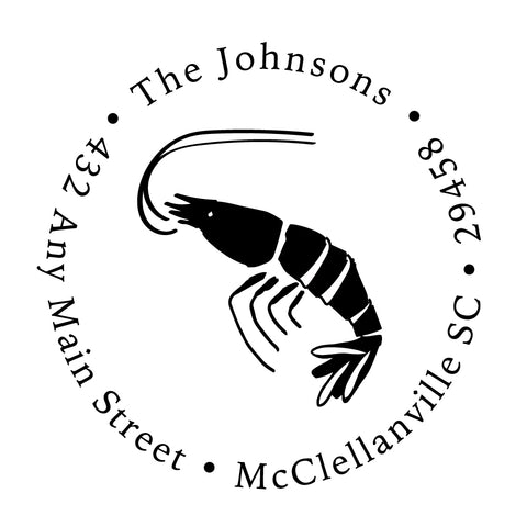 Shrimp Personalized Script Custom Return Address Rubber or Self Inking Stamp Ocean Sea