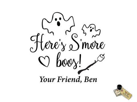 Here's S'more Boos Personalized Custom - Halloween Rubber or Self Inking Tag Bag Stamp