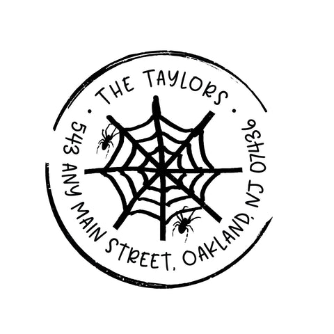 Happy Halloween Spider Web Stamp | Retun Address Personalized Custom | Rubber or Self Inking Stamp