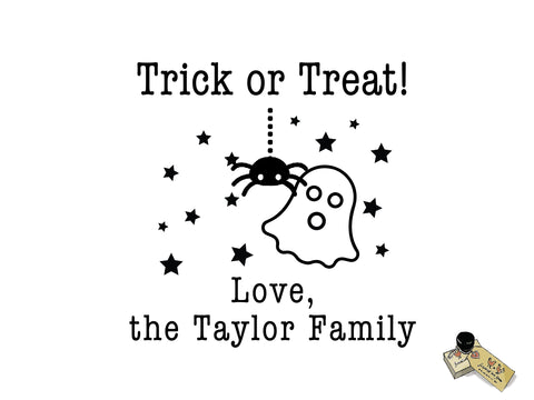 Trick or Treat Stamp Personalized Custom - Halloween Rubber or Self Inking Stamp