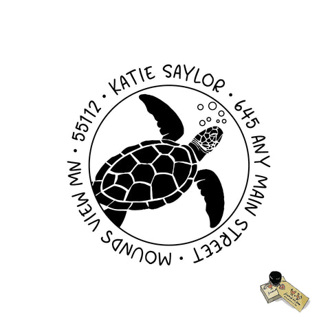 Turtle Custom Stamp Return Address Personalized Rubber Stamp