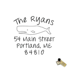 Blue Whale Stamp Address Personalized Custom Return Address Rubber Stamp or Self Inking Stamp