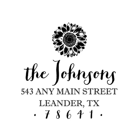 Sunflower Address Personalized Custom Return Address Rubber Stamp or Self Inking Stamp Garden Flower