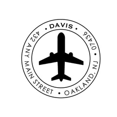 Airplane Flying Personalized Custom Return Address Rubber Stamp or Self Inking Stamp Pilot